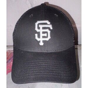 San Francisco Giants New Era 39THIRTY Hat -Black Stretch Fit Mesh Cap - Size S/M